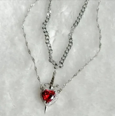 Red Crystal Love Dagger Pendant – Stylish New Design